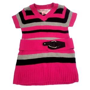 Pink Angel Baby Girl S/S Pink/Gray/Black Sweater Dress Size 24 Months NWT‎